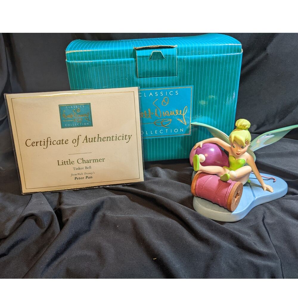 DISNEY WDCC Tinker Bell Little Charmer Peter Pan 2001 Figurine Box COA Pin